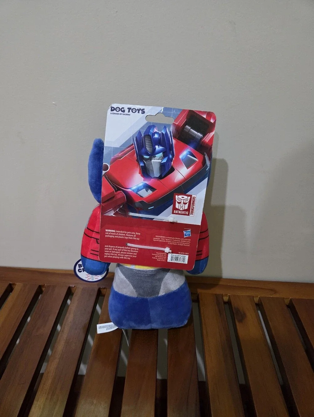 Transformers Plush Bottle Crunch Dog Toy - Blue & Red NEW
